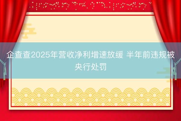 企查查2025年营收净利增速放缓 半年前违规被央行处罚