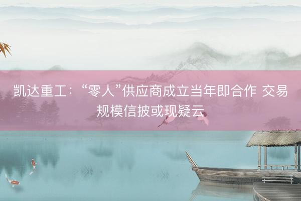 凯达重工：“零人”供应商成立当年即合作 交易规模信披或现疑云
