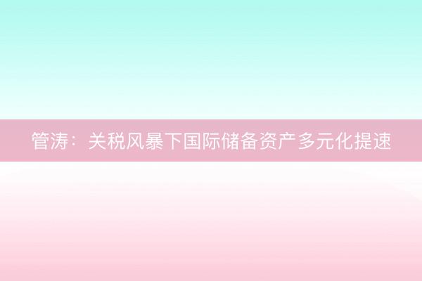 管涛：关税风暴下国际储备资产多元化提速