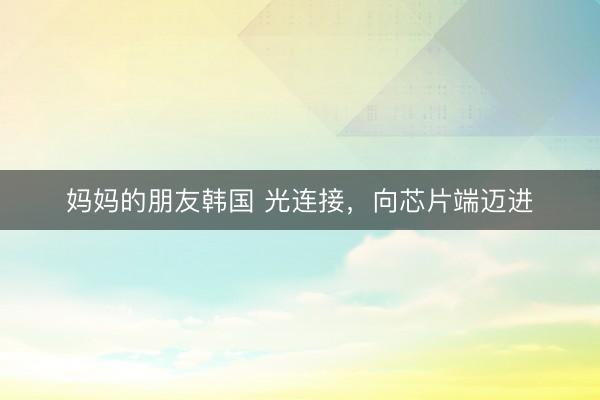 妈妈的朋友韩国 光连接，向芯片端迈进
