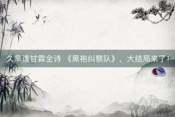 久旱逢甘霖全诗 《黑袍纠察队》，大结局来了！