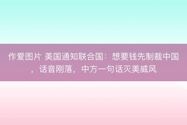作爱图片 美国通知联合国：想要钱先制裁中国，话音刚落，中方一句话灭美威风