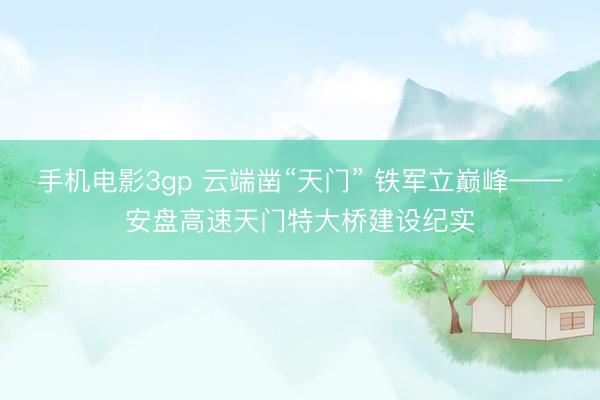 手机电影3gp 云端凿“天门” 铁军立巅峰——安盘高速天门特大桥建设纪实