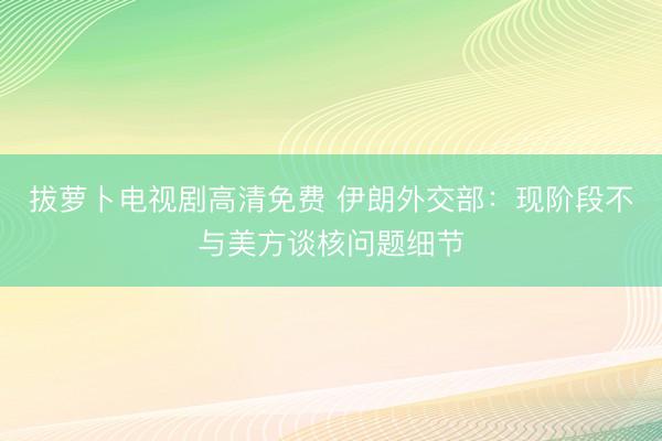 拔萝卜电视剧高清免费 伊朗外交部：现阶段不与美方谈核问题细节