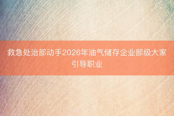 救急处治部动手2026年油气储存企业部级大家引导职业