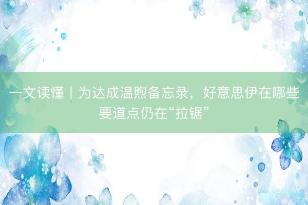 一文读懂丨为达成温煦备忘录，好意思伊在哪些要道点仍在“拉锯”