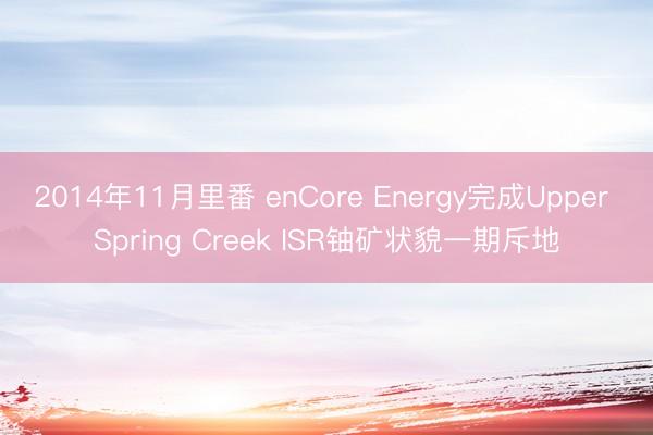 2014年11月里番 enCore Energy完成Upper Spring Creek ISR铀矿状貌一期斥地
