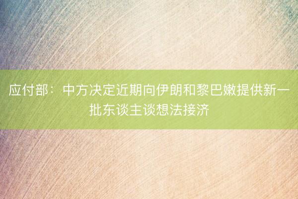 应付部：中方决定近期向伊朗和黎巴嫩提供新一批东谈主谈想法接济